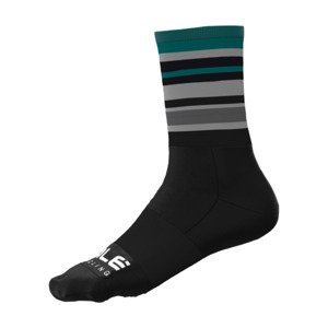 ALÉ Cyklistické ponožky klasické - STRIPES - černá/zelená 36-39