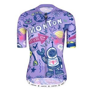MONTON Cyklistický dres s krátkým rukávem - ROBOTS LADY - fialová/modrá/žlutá