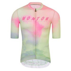 MONTON Cyklistický dres s krátkým rukávem - MORNINGGLOW - světle zelená/růžová/fialová L