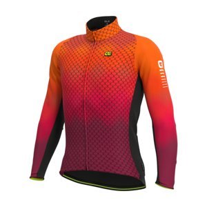 ALÉ Cyklistický dres s dlouhým rukávem zimní - R-EV1 CLIMA PROTECTION 2.0 VELOCITY WIND G+ - oranžová/černá L