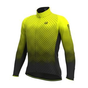ALÉ Cyklistický dres s dlouhým rukávem zimní - R-EV1 CLIMA PROTECTION 2.0 VELOCITY WIND G+ - žlutá/černá