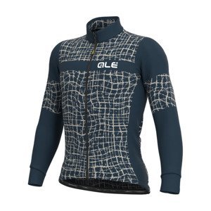 ALÉ Cyklistický dres s dlouhým rukávem zimní - SOLID WALL - modrá/šedá M