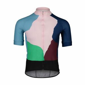 POC Cyklistický dres s krátkým rukávem - ESSENTIAL ROAD PRINT - modrá/zelená/bordó XL