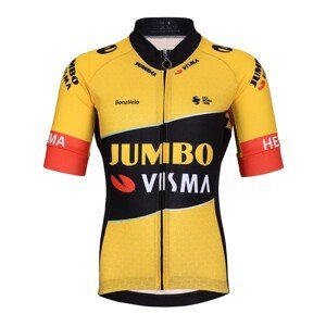 BONAVELO Cyklistický dres s krátkým rukávem - JUMBO-VISMA '23 KIDS - žlutá/černá L-155cm
