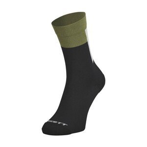 SCOTT Cyklistické ponožky klasické - BLOCK STRIPE CREW - zelená/černá 45-47