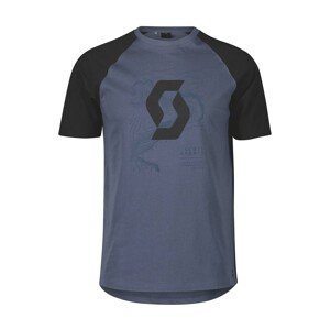SCOTT Cyklistické triko s krátkým rukávem - ICON RAGLAN SS - černá/modrá L