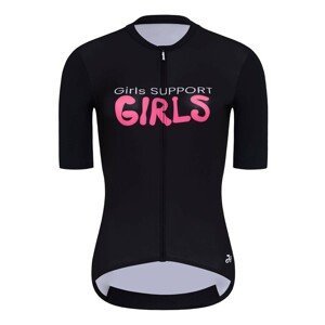 HOLOKOLO Cyklistický dres s krátkým rukávem - SUPPORT ELITE LADY - bílá/růžová/černá XL