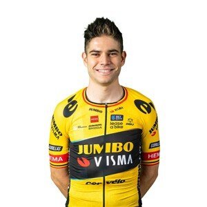AGU Cyklistický dres s krátkým rukávem - JUMBO-VISMA 2023 WOUT VAN AERT - žlutá/černá L
