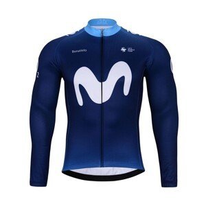 BONAVELO Cyklistický dres s dlouhým rukávem zimní - MOVISTAR 2023 WINTER - bílá/modrá