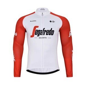 BONAVELO Cyklistický dres s dlouhým rukávem zimní - TREK 2023 WINTER - bílá/červená/modrá L