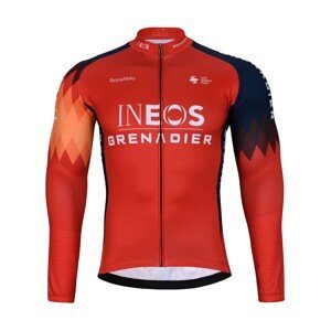 BONAVELO Cyklistický dres s dlouhým rukávem zimní - INEOS 2024 WINTER - modrá/červená L