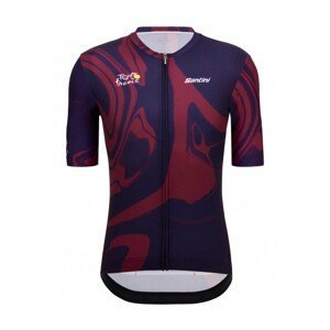 SANTINI Cyklistický dres s krátkým rukávem - TOUR DE FRANCE 2023 - bordó/modrá