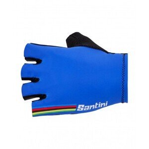 SANTINI Cyklistické rukavice krátkoprsté - UCI RAINBOW - duhová/modrá S