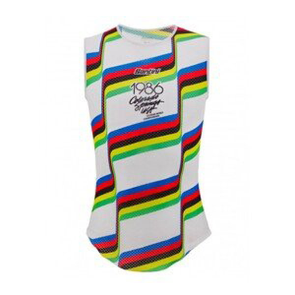 SANTINI Cyklistické triko bez rukávů - UCI COLORADO SPRINGS 1986 - bílá/duhová