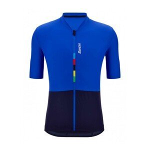 SANTINI Cyklistický dres s krátkým rukávem - UCI RIGA - černá/modrá 2XL