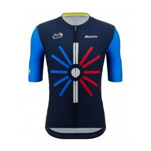 SANTINI Cyklistický dres s krátkým rukávem - TOUR DE FRANCE 2023 - modrá
