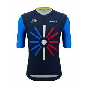 SANTINI Cyklistický dres s krátkým rukávem - TOUR DE FRANCE 2023 - modrá L