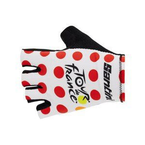 SANTINI Cyklistické rukavice krátkoprsté - TOUR DE FRANCE 2023 - červená/bílá M