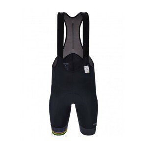 SANTINI Cyklistické kalhoty krátké s laclem - UCI RAINBOW 2023 - černá/duhová XL