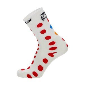 SANTINI Cyklistické ponožky klasické - TOUR DE FRANCE 2023 - červená/bílá