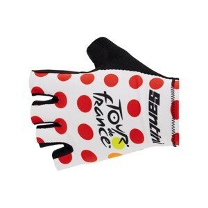 SANTINI Cyklistické rukavice krátkoprsté - TOUR DE FRANCE 2023 - červená/bílá XL