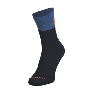 SCOTT Cyklistické ponožky klasické - BLOCK STRIPE CREW - modrá/oranžová 39-41