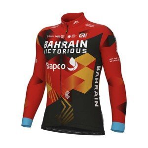 ALÉ Cyklistický dres s dlouhým rukávem zimní - ALÉ BAHRAIN VICTORIO - červená/černá/žlutá/modrá L