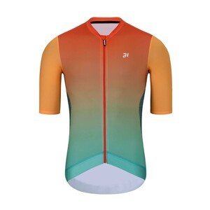 HOLOKOLO Cyklistický dres s krátkým rukávem - INFINITY - zelená/červená/oranžová XS