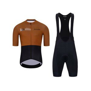 HOLOKOLO Cyklistický krátký dres a krátké kalhoty - VIBES - hnědá/černá
