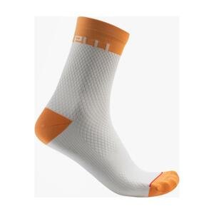 CASTELLI Cyklistické ponožky klasické - VELOCISSIMA 12 - bílá/oranžová S-M
