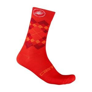 CASTELLI Cyklistické ponožky klasické - ROMBO 18 - oranžová/červená S-M