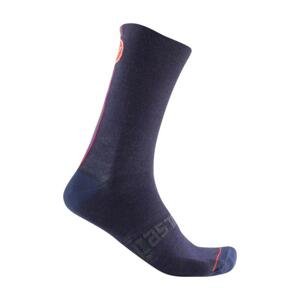 CASTELLI Cyklistické ponožky klasické - RACING STRIPE 18 - modrá L-XL