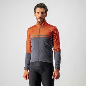 CASTELLI Cyklistická zateplená bunda - FINESTRE - šedá/oranžová XL