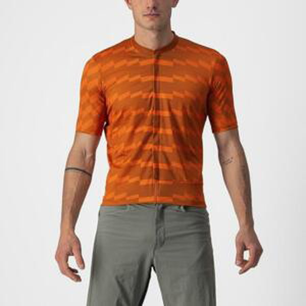 CASTELLI Cyklistický dres s krátkým rukávem - UNLIMITED STERRATO - oranžová XS