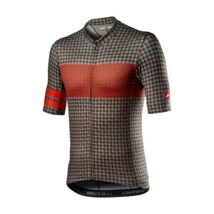 CASTELLI Cyklistický dres s krátkým rukávem - MAISON - hnědá/oranžová 2XL