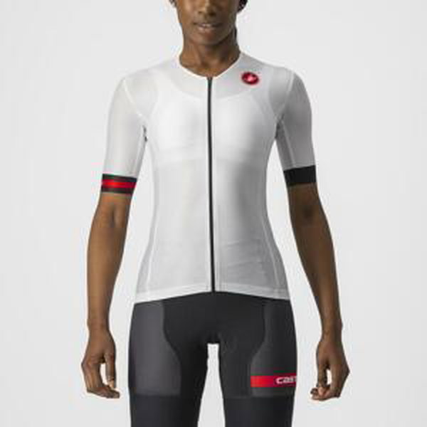 CASTELLI Cyklistický dres s krátkým rukávem - FREE SPEED 2W RACE - bílá/černá L