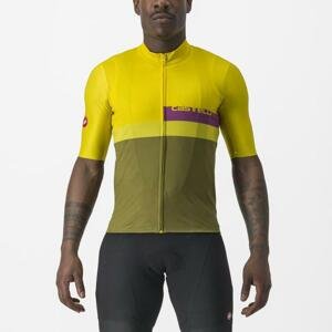 CASTELLI Cyklistický dres s krátkým rukávem - A BLOCCO - žlutá/zelená/fialová 3XL