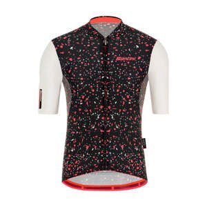 SANTINI Cyklistický dres s krátkým rukávem - DELTA PIETRA - černá/bílá/červená XL