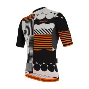 SANTINI Cyklistický dres s krátkým rukávem - DELTA OPTIC - bílá/oranžová/černá