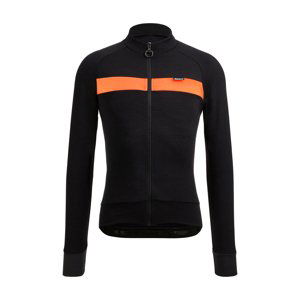 SANTINI Cyklistický dres s dlouhým rukávem zimní - ADAPT WOOL  - černá/oranžová
