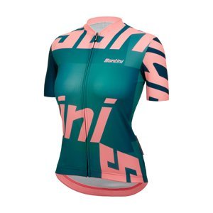 SANTINI Cyklistický dres s krátkým rukávem - KARMA LOGO - modrá/růžová XS
