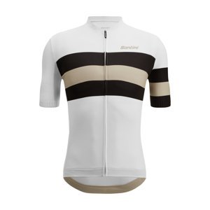 SANTINI Cyklistický dres s krátkým rukávem - SLEEK BENGAL  - bílá/černá/ivory 3XL