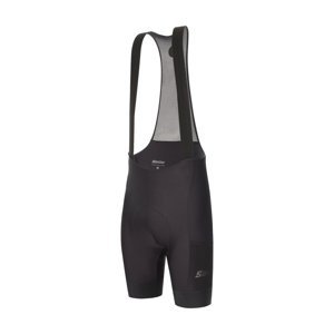 SANTINI Cyklistické kalhoty krátké s laclem - GRAVEL - černá 2XL