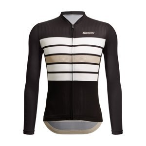 SANTINI Cyklistický dres s dlouhým rukávem zimní - SLEEK BENGAL  - černá/bílá S