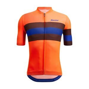 SANTINI Cyklistický dres s krátkým rukávem - SLEEK BENGAL  - oranžová/modrá