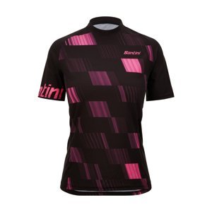 SANTINI Cyklistický dres s krátkým rukávem - FIBRA MTB - černá/růžová S