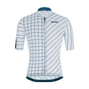 SANTINI Cyklistický dres s krátkým rukávem - ECO SLEEK DINAMO - stříbrná/bílá/modrá L
