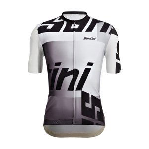 SANTINI Cyklistický dres s krátkým rukávem - KARMA LOGO  - bílá/černá 2XL