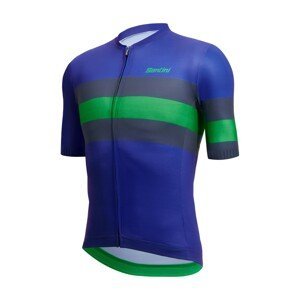 SANTINI Cyklistický dres s krátkým rukávem - SLEEK BENGAL  - modrá/zelená