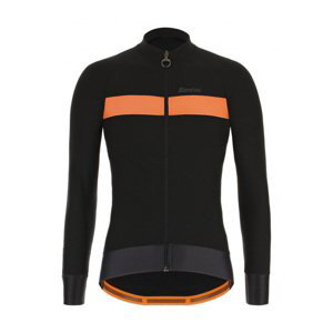 SANTINI Cyklistický dres s dlouhým rukávem zimní - ADAPT WOOL - černá/oranžová M
